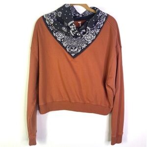 FREE PEOPLE James Sweatshirt In Red Rust Bandana Small